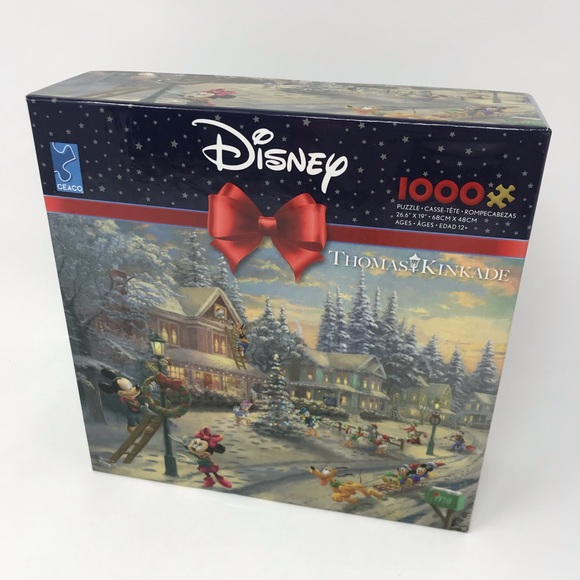 Disney Other - Thomas Kinkade - Mickey's Victorian Christmas 1000 Piece Puzzle w/ Poster Sealed